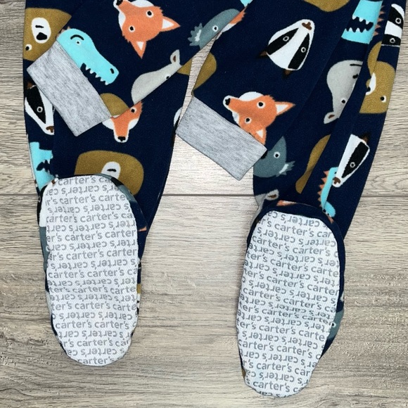 Carter’s Fleece Footed Pajama’s 4T Animals Navy Blue - Picture 7 of 11